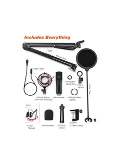 FIFINE USB Gaming Microphone Set With Flexible Boom Arm Stand T732 Black  - Image 4