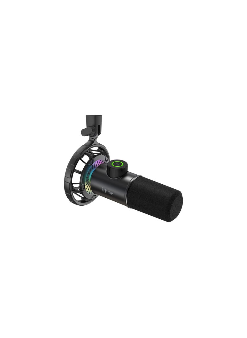 FIFINE USB Gaming Microphone RGB Dynamic Mic K658 Black  - Image 1