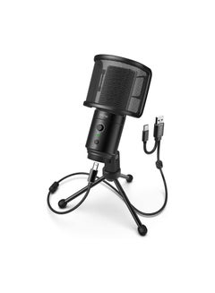 FIFINE USB Desktop PC Microphone With Pop Filter K683A Black  - Image 1