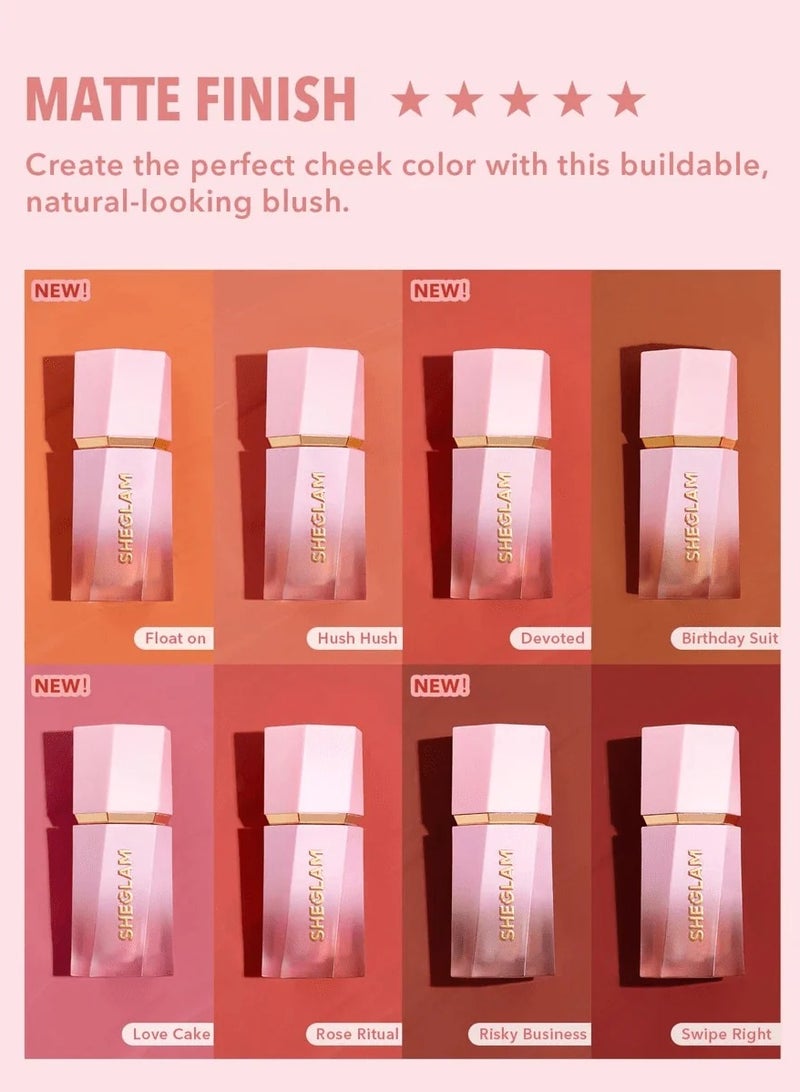 SHEGLAM - Color Bloom Liquid Blush Matte Finish-Swipe Right  Gel Cream Blush  Long Lasting Non-Fading Highly Pigmented Lightweight Long Wear Smooth Blusher Swipe Right - Image 1