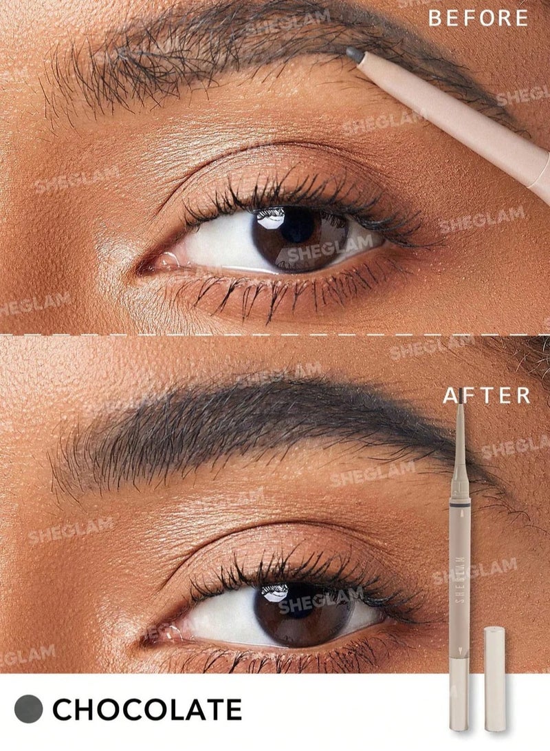 SHEGLAM Brows On Demand 2-In-1 Brow Pencil Chocolate - Image 2