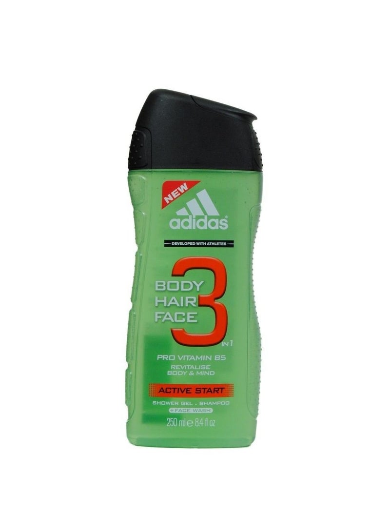Revitalising Active Start 3 in 1 Face, Hair & Body Shower Gel 250ml