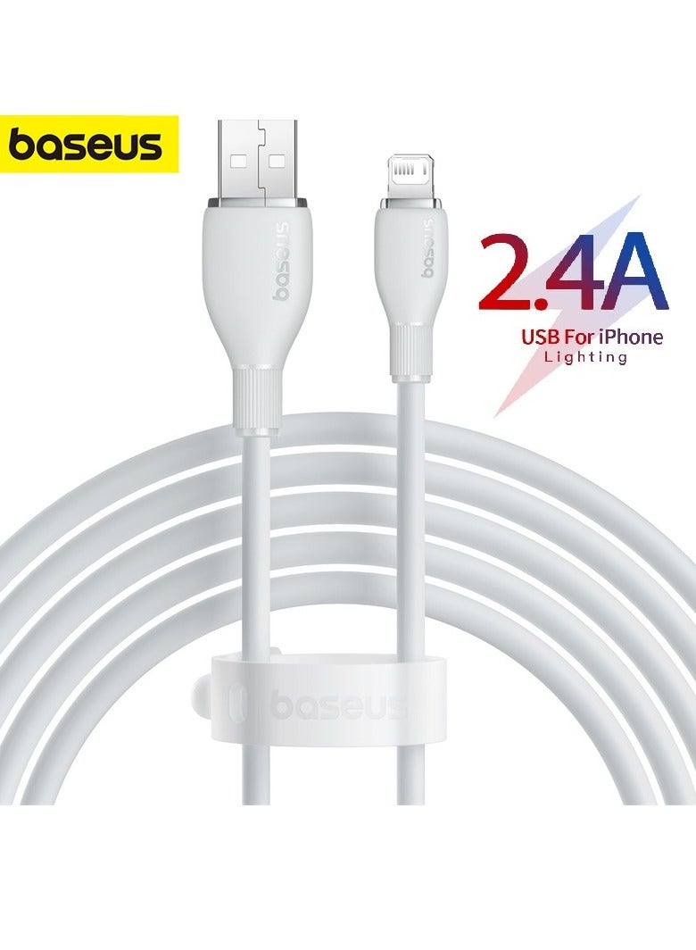 Baseus iPhone Lightning Cable Fast Charging (2m) For iPhone 14, Pro, Pro Max/iPhone 13, Pro, Pro Max/iPhone 12, Pro, Pro Max/iPhone 11, Pro, Pro Max/iPhone XS MAX/XR/XS/X/8 Plus/8, iPad Mini/Pro White  - Image 1