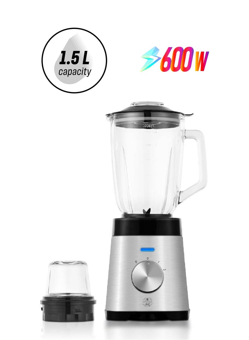 ALSAIF-ELEC Electric Blender With Grinder 1.5 L 600 W E06038 Silver/Black  - Image 1