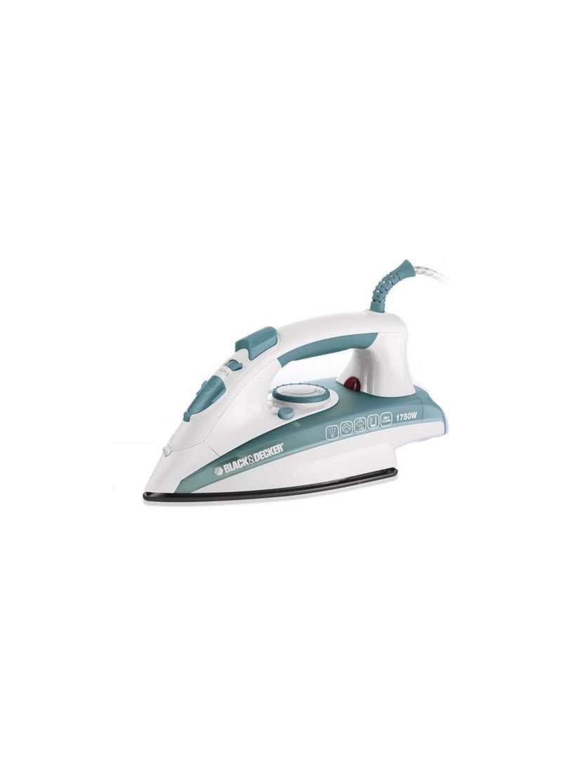 BLACK+DECKER Steam Iron Ceramic Coated Soleplate with Anti Calc Drip Self Clean 220 ml 1750 W X1600-B5 Green/White - Image 1