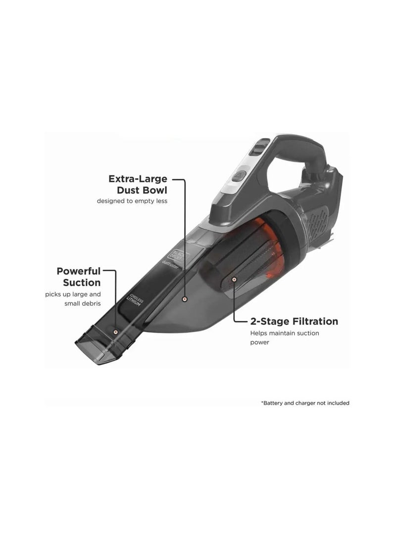 BLACK+DECKER Cordless Dustbuster Hand Vacuum Removable Battery, 18V, Battery Not Included 45W BCHV001B-XE Grey 45 W BCHV001B-XE grey  - Image 2