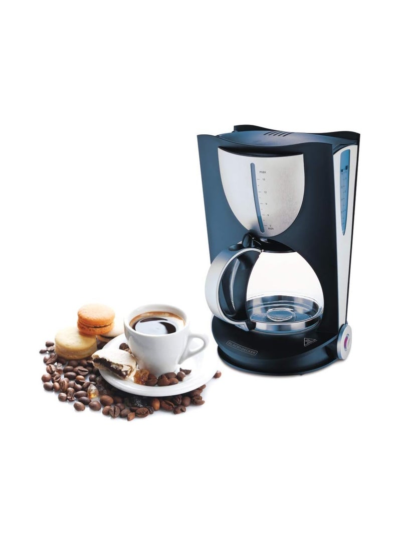 بلاك اند ديكر ماكينة صنع القهوة 12 كوبًا للقهوة المقطرة والإسبريسو مع إبريق زجاجي سعة 1.4 لتر DCM80-B5 أسود/فضي - Image 2