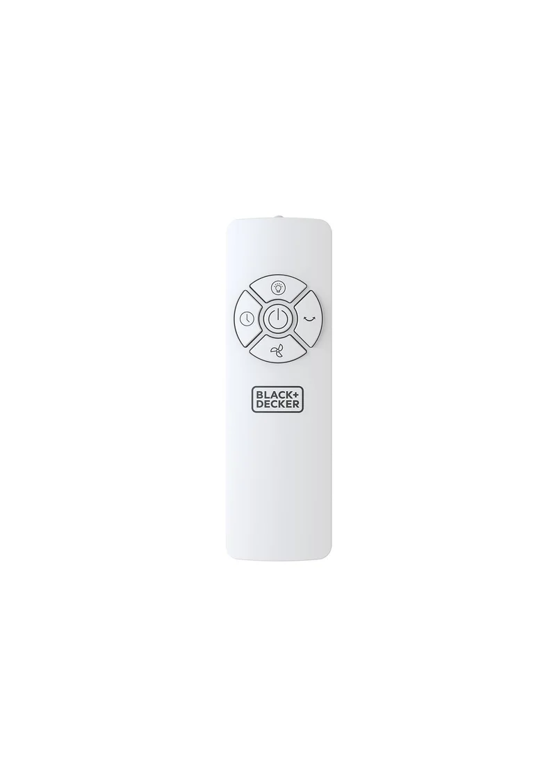 BLACK+DECKER 2-in-1 Bladeless Fan, 58cm With Cool-White LED Lamp, Remote Control, 60° Oscillation, 45W Tropical Motor, Low Noise, 20m² Area Coverage, Wooden Trim FBL58-B5 White