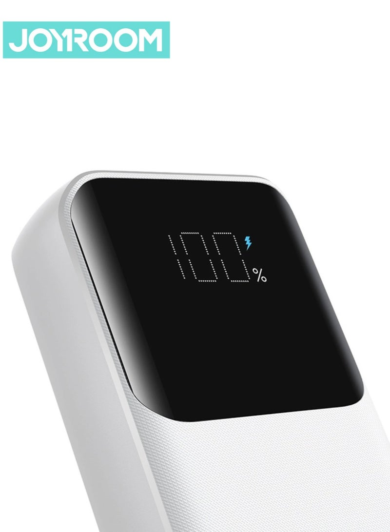 JOYROOM 20000 mAh JR-PBC07 30W Mini Power Bank With USB-C And Lightning Cables White - Image 4