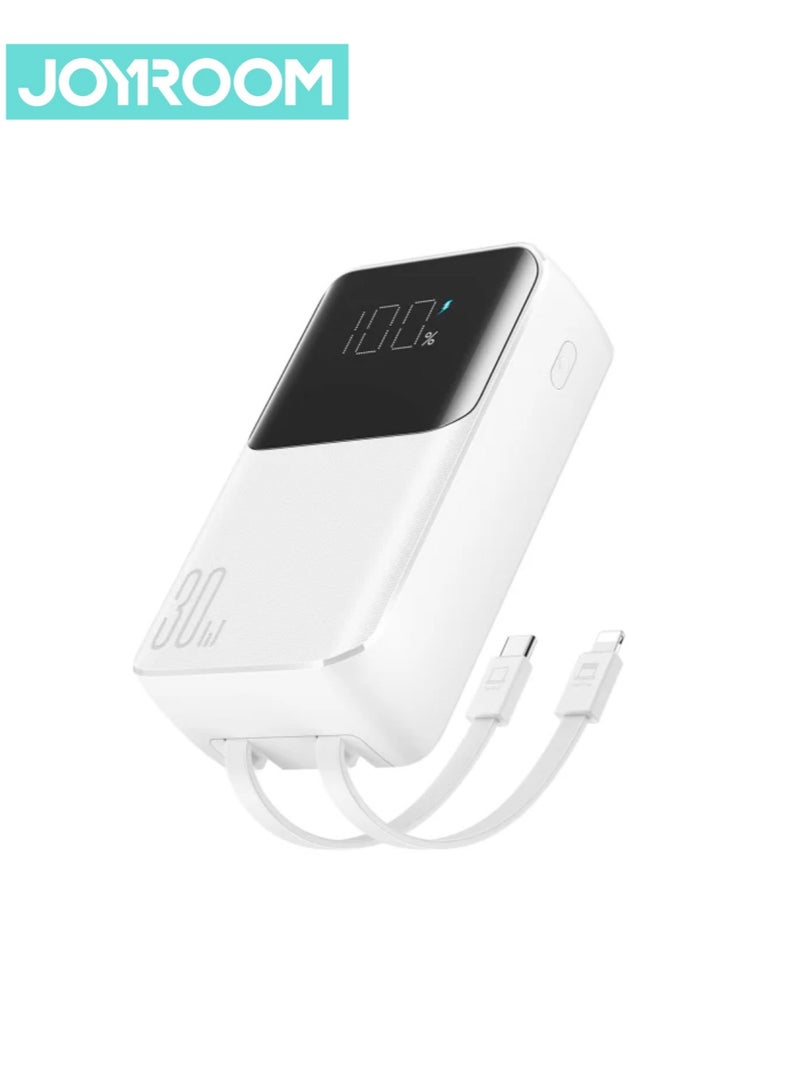 JOYROOM 20000 mAh JR-PBC07 30W Mini Power Bank With USB-C And Lightning Cables White - Image 1