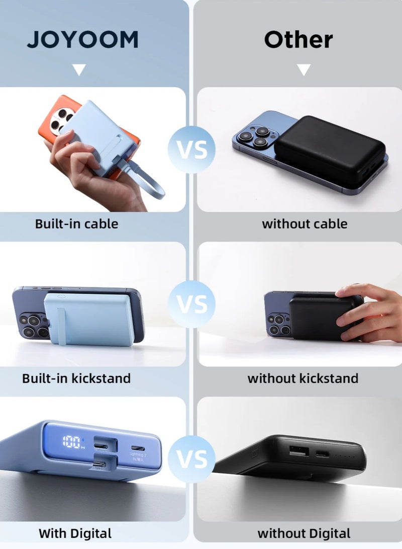جوي روم JR-PBM01 PD 20W Power Bank شاحن لاسلكي مغناطيسي مع كابل مدمج وحامل -  - Image 3