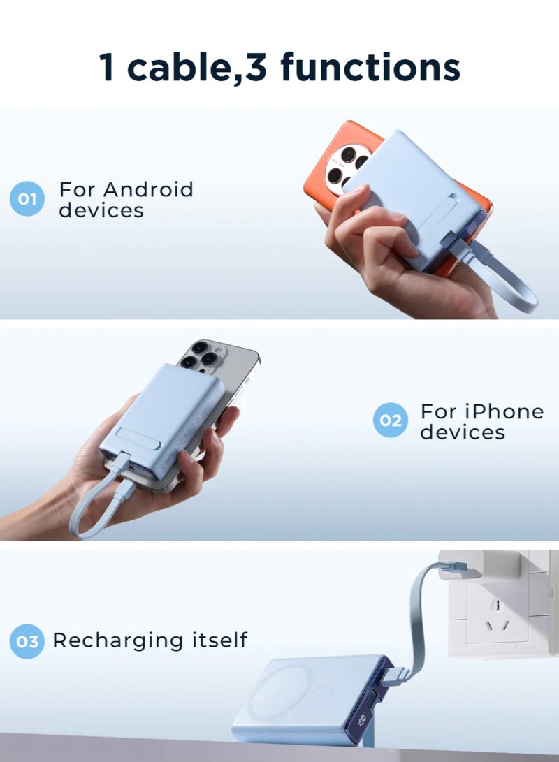 جوي روم JR-PBM01 PD 20W Power Bank شاحن لاسلكي مغناطيسي مع كابل مدمج وحامل -  - Image 5