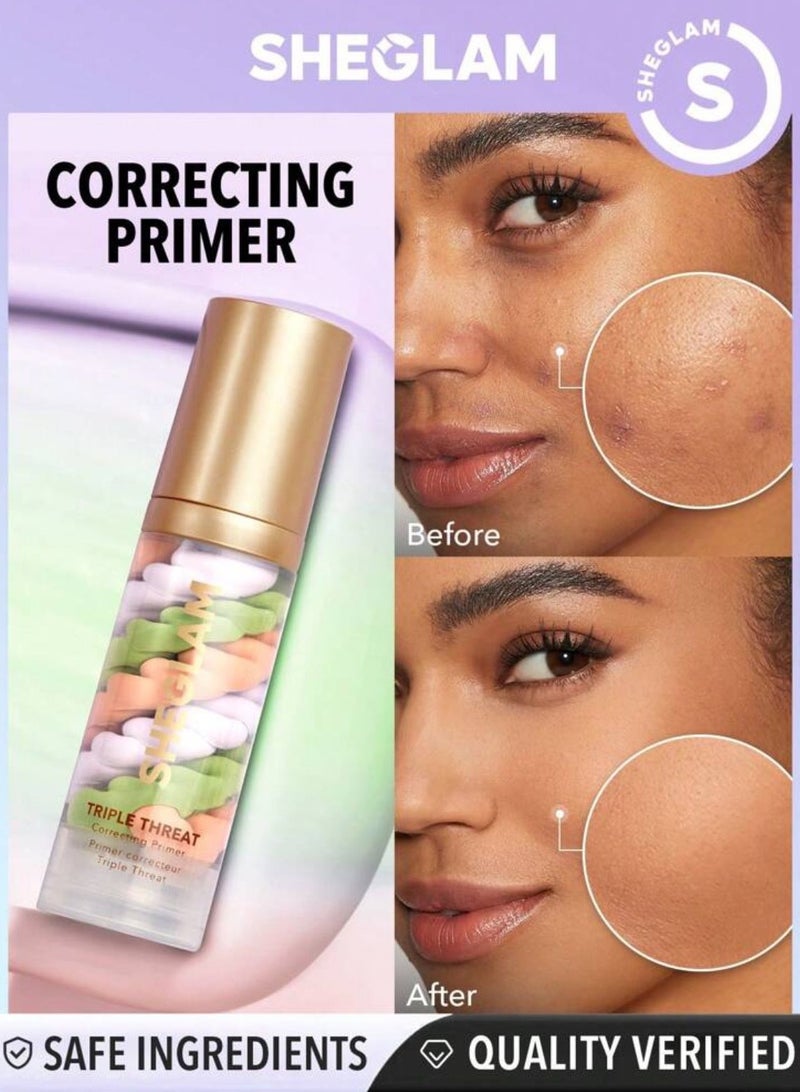 SHEGLAM Triple Threat Correcting Primer 3 In 1 Color Pore Minimizing Facial Makeup Multicolour  - Image 1
