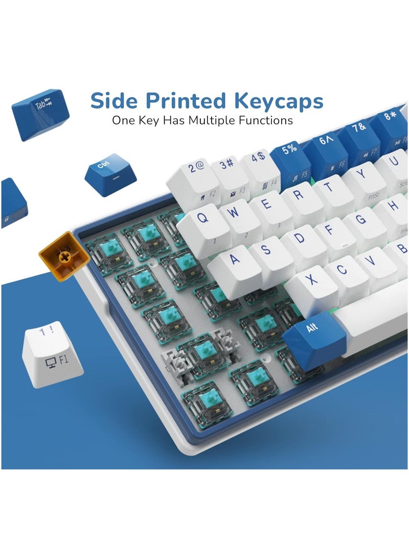 Royal Kludge - RK61 Plus Tri - Mode Wireless Mechanical Keyboard, Bluetooth/2.4G/Wired RGB Gaming Keyboard, 60% Hot Swappable Computer PC Keyboards with USB Hub, Silence Linear Sky Cyan Switches - Image 1