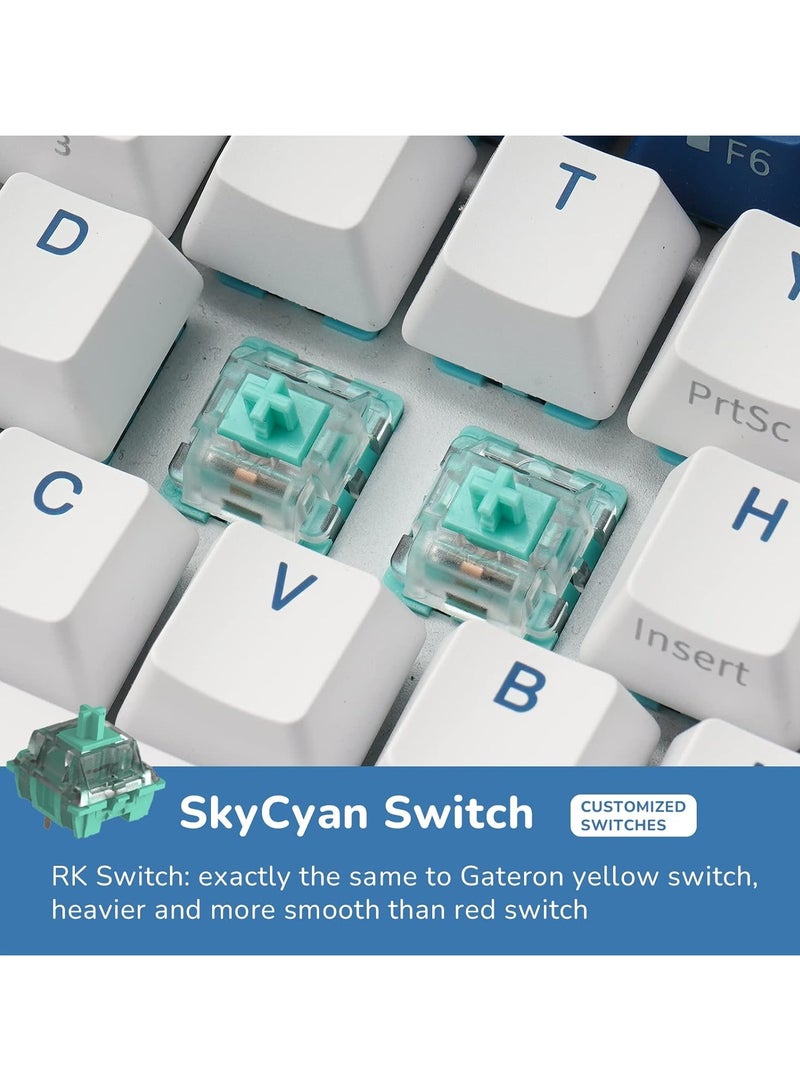 Royal Kludge - RK61 Plus Tri - Mode Wireless Mechanical Keyboard, Bluetooth/2.4G/Wired RGB Gaming Keyboard, 60% Hot Swappable Computer PC Keyboards with USB Hub, Silence Linear Sky Cyan Switches - Image 1