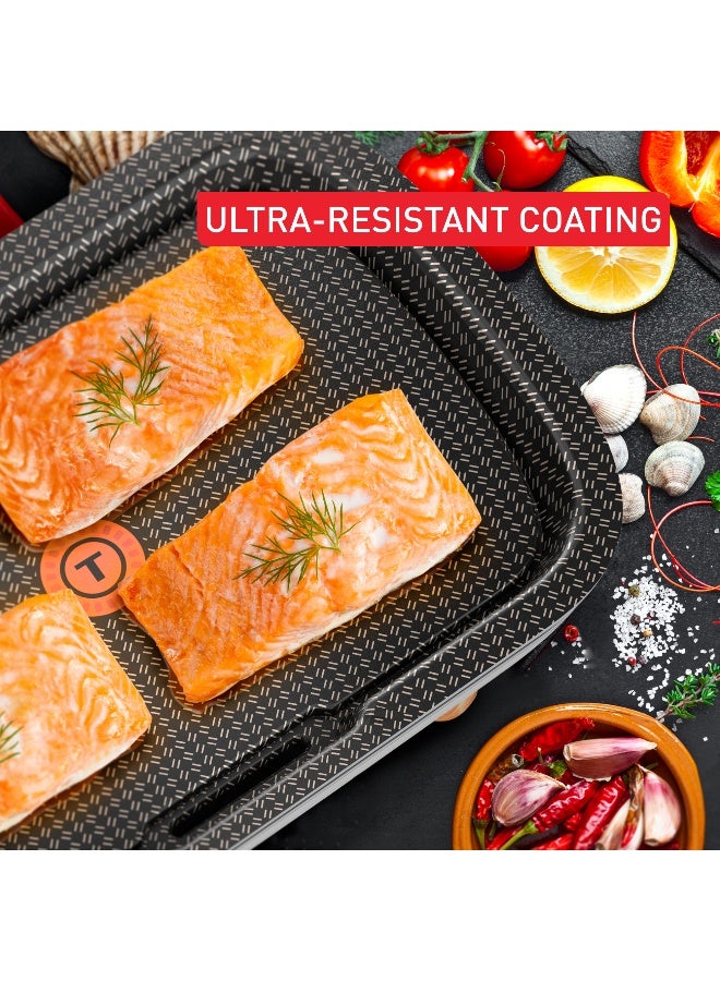 تيفال بلانشا نكهات الذواقة | شواية كهربائية | 2400 واط | طلاء تيتانيوم فوس | تخدم حتى 8 أشخاص | ترموستات قابل للتعديل | أجزاء آمنة في غسالة الصحون | رمادي | CB658P27 - Image 4