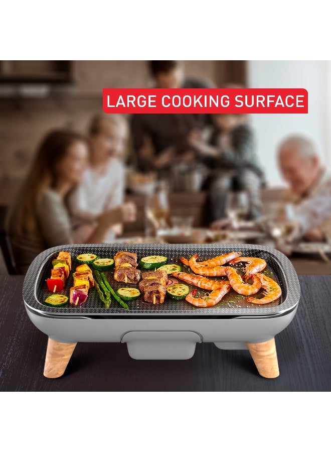 تيفال بلانشا نكهات الذواقة | شواية كهربائية | 2400 واط | طلاء تيتانيوم فوس | تخدم حتى 8 أشخاص | ترموستات قابل للتعديل | أجزاء آمنة في غسالة الصحون | رمادي | CB658P27 - Image 5