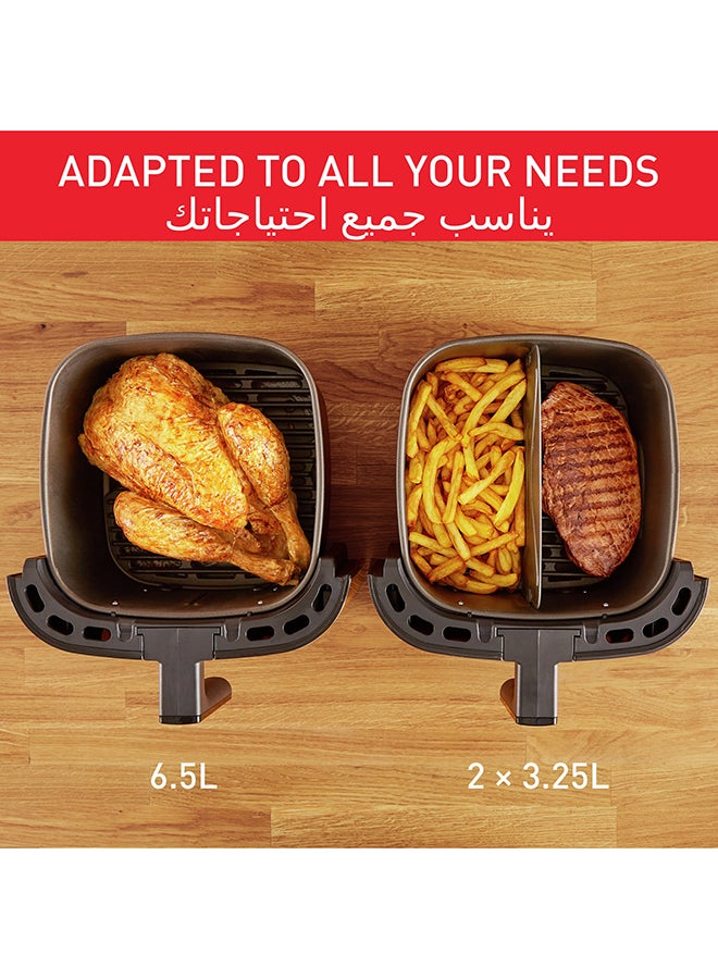 TEFAL Easy Fry & Grill | 2-in-1 Air fryer and Grill | XXL Capacity | Flexcook Divider for Dual Cooking | Perfect Searing | Crisp Results | Healthy Cooking | 8 Automatic Programs 6.5 L 1800 W EY801827 Black