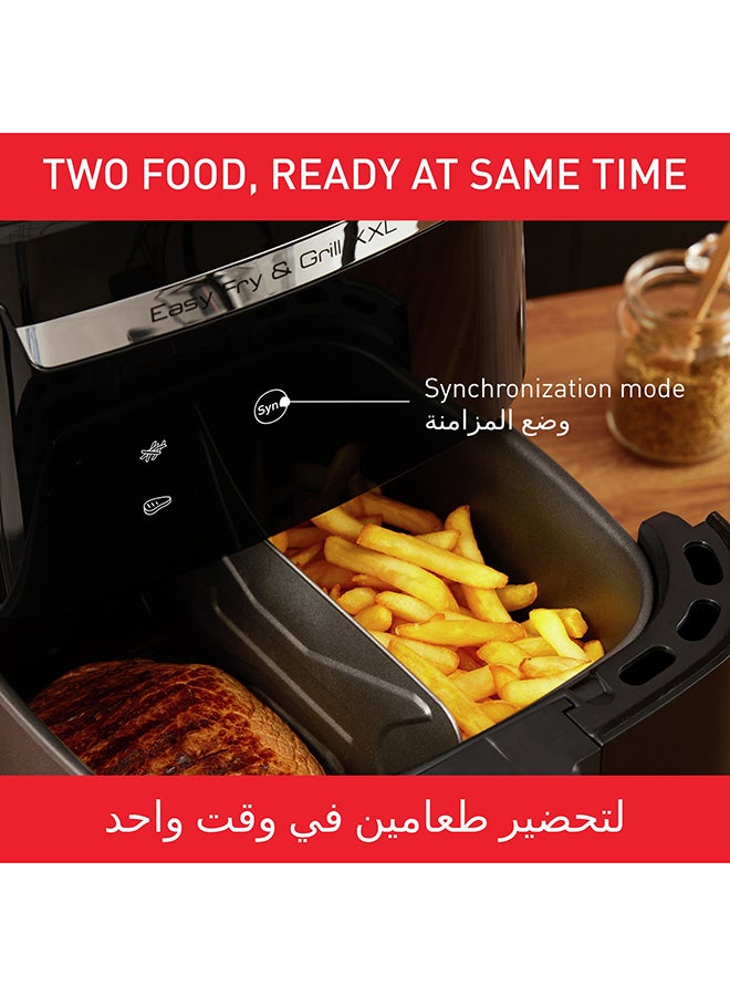 TEFAL Easy Fry & Grill | 2-in-1 Air fryer and Grill | XXL Capacity | Flexcook Divider for Dual Cooking | Perfect Searing | Crisp Results | Healthy Cooking | 8 Automatic Programs 6.5 L 1800 W EY801827 Black