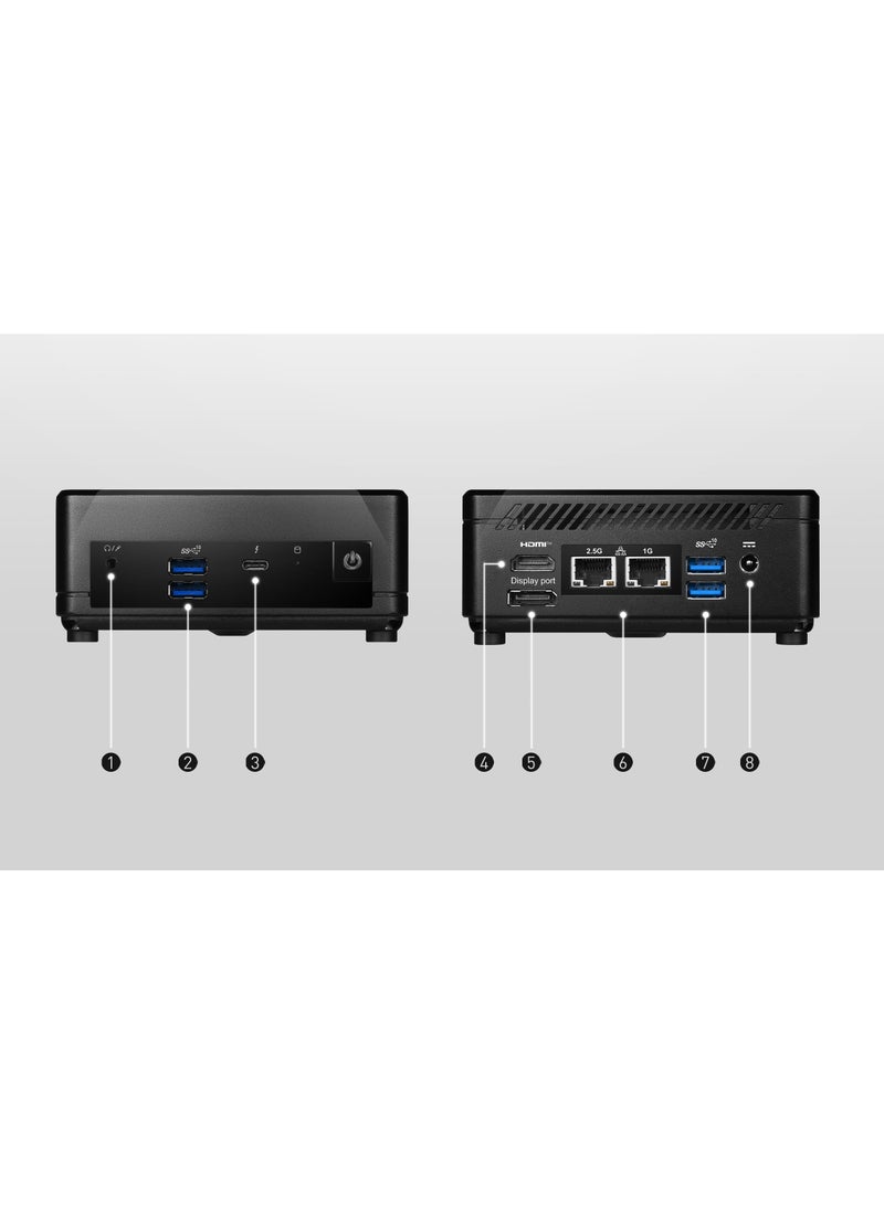 MSI - MINI DESKTOP Cubi 5 12M With Core i7-1255U Processor/16GB RAM/512GB SSD/Intel Iris XE Graphics/DOS(Without Windows) Black - Image 1