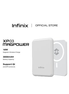 Infinix 3020 mAh 18 W Wired & Wireless With MagSafe Slim Pocket Size Power Bank, MagPower, Lithium-ion, Fast Charging For Mobile, Tablet, Earbuds White  - Image 1
