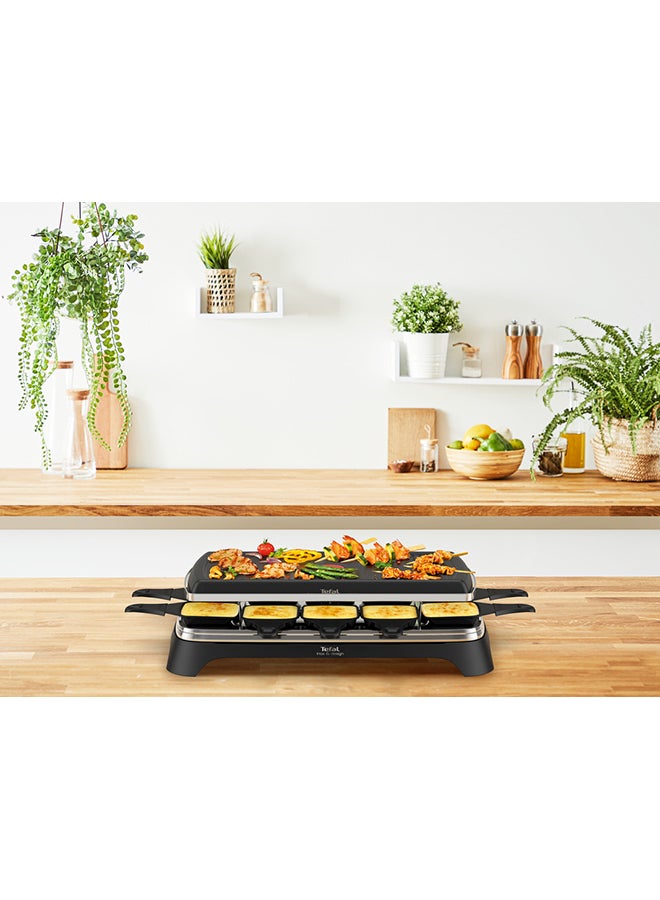 تيفال Tefal Raclette Pierrade| 3-in-1 | 10 People | 3 Functions | Raclette, Grill/Plancha | Non-Stick Coating | Easy Storage | Black | RE45A827 RE45A827 Dark / Inox  - Image 5