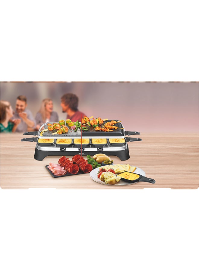 تيفال Tefal Raclette Pierrade| 3-in-1 | 10 People | 3 Functions | Raclette, Grill/Plancha | Non-Stick Coating | Easy Storage | Black | RE45A827 RE45A827 Dark / Inox  - Image 2