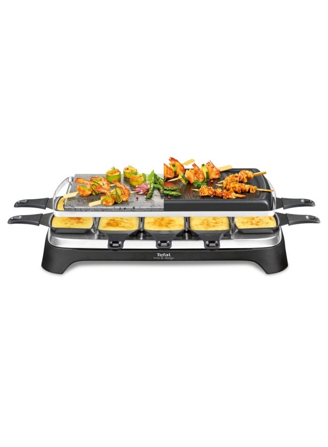 تيفال راكليت بييراد | 3 في 1 | 10 أشخاص | 3 وظائف | راكليت، شواية/بلانشا | طلاء غير لاصق | تخزين سهل | أسود | RE45A827 - Image 2