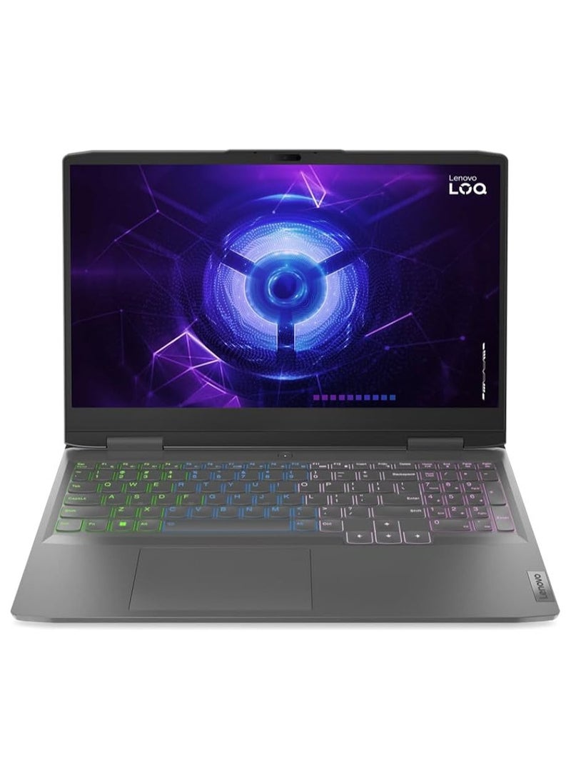 Lenovo LOQ 15IRH8 ( Core i5-12450H, 8G Ram DDR5-4800, 512GB NVMe, VGA Nvidia 6G RTX3050, 15.6FHD White Backlit- 144Hz + Lenovo LOQ M100 RGB Mouse) English/Arabic Storm Grey  - Image 1