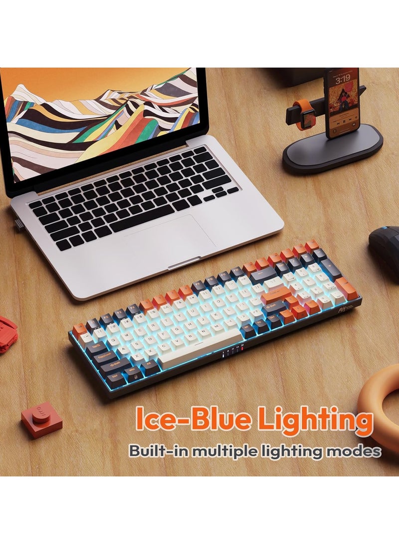 Royal Kludge - RK100 Tri - Mode 2.4G/BT5.1/USB-C RGB Backlit Full Size 100-Key Hot Swappable Gaming Keyboard Red Switch Carbon Wireless Mechanical Keyboard - Image 1