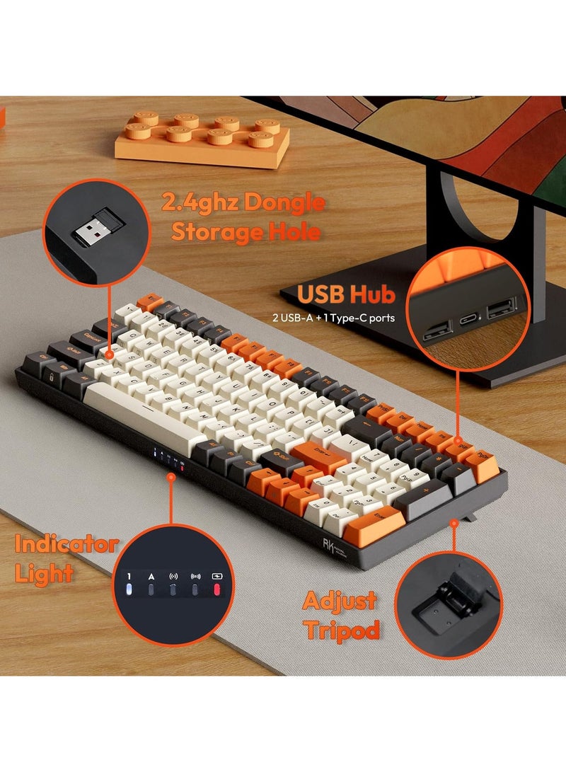 Royal Kludge - RK100 Tri - Mode 2.4G/BT5.1/USB-C RGB Backlit Full Size 100-Key Hot Swappable Gaming Keyboard Red Switch Carbon Wireless Mechanical Keyboard - Image 1