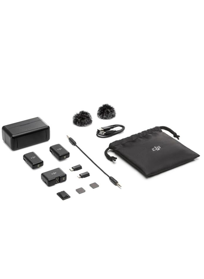 dji - Mic (2 TX + 1 RX Charging Case), Wireless Lavalier Microphone, 250m (820 ft.) Range, 15-Hour Battery AST01 Black - Image 1
