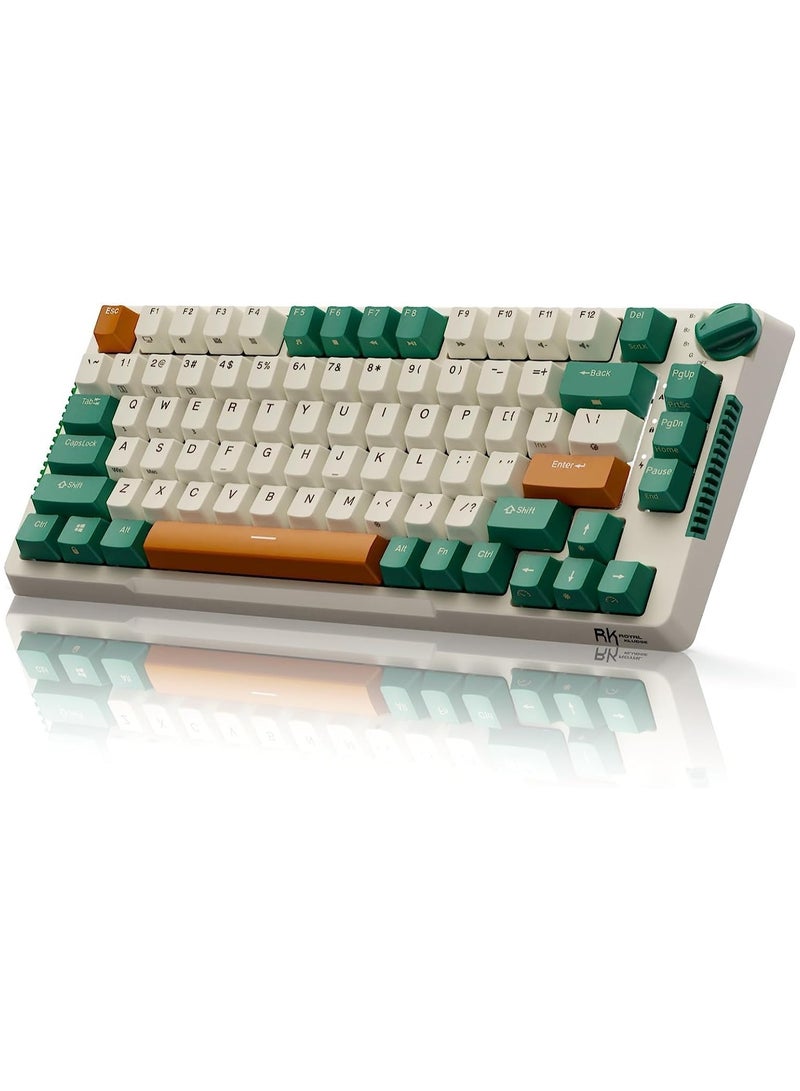 Royal Kludge - RKH81 Tri - Mode Wireless Mechanical Gaming Keyboard 2.4Ghz/BT5.1/USB-C Knob Control 75% Hot Swappable Gasket Mount with RGB Backlit 3750mAH Battery Sky Cyan Switch - Image 1