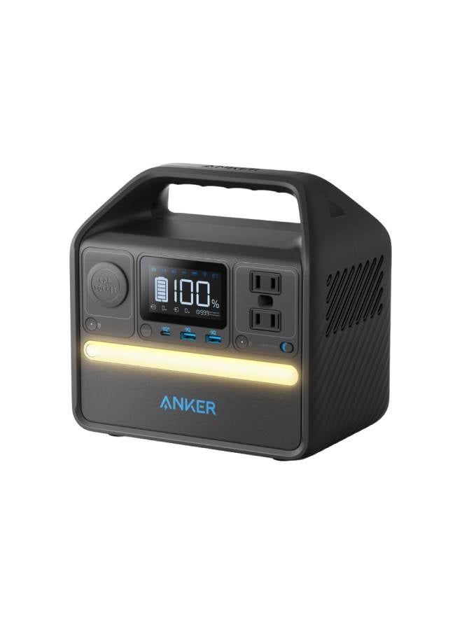 Anker Anker 521 Powerhouse Charging Station, Portable Power Station 256 Wh, Compact Power Generator, 200 W 5 Ports, 1 Socket, 60 W USB-C PD Power, LED Light, LiFePo4 Battery for Camping & Power Outages Black  - Image 1