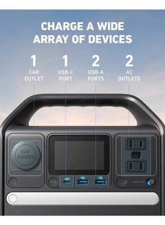 آنكر محطة شحن Anker 521 Powerhouse، محطة طاقة محمولة 256 وات في الساعة، مولد طاقة مدمج، 200 واط 5 منافذ، مقبس واحد، طاقة USB-C PD بقدرة 60 واط، ضوء LED، بطارية LiFePo4 للتخييم وانقطاع التيار الكهربائي  - Image 4