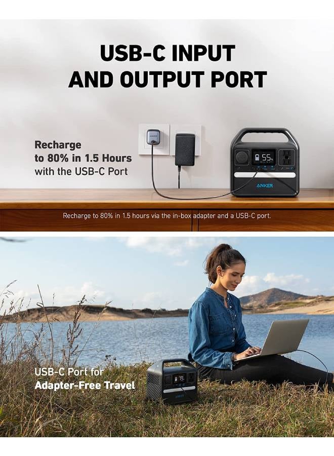 Anker Anker 521 Powerhouse Charging Station, Portable Power Station 256 Wh, Compact Power Generator, 200 W 5 Ports, 1 Socket, 60 W USB-C PD Power, LED Light, LiFePo4 Battery for Camping & Power Outages Black  - Image 2