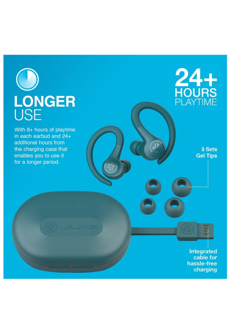 Jlab - Go Air Sport, Wireless Workout Earbuds, Teal, Featuring C3 Clear Calling, Secure Earhook Sport Design, 32+ Hour Bluetooth Playtime, and 3 EQ Sound Settings Teal - Image 1