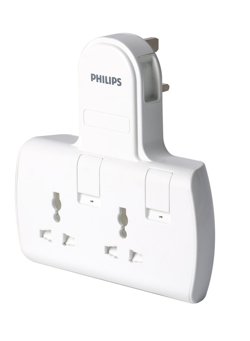 Philips Philips 13A  Adaptor with individual switch white  - Image 1