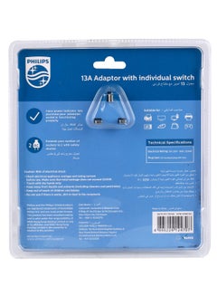 Philips Philips 13A  Adaptor with individual switch white  - Image 4