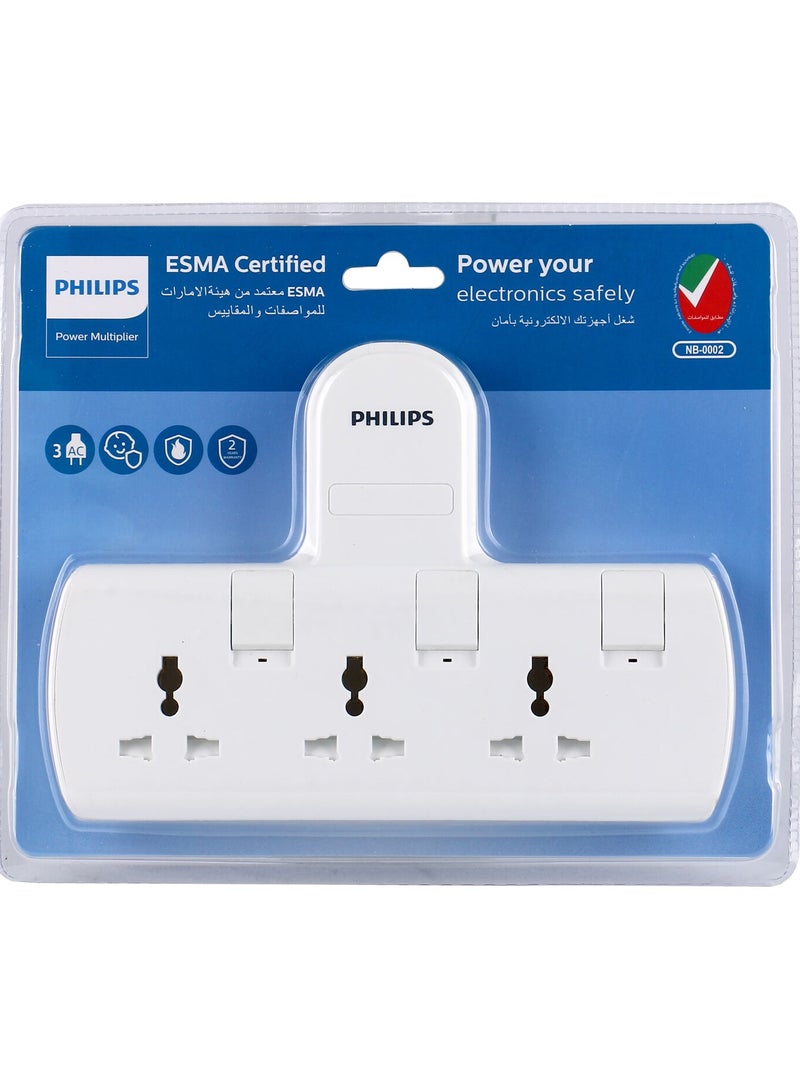 Philips 13A Adapter with Individual Switch 3 sockets