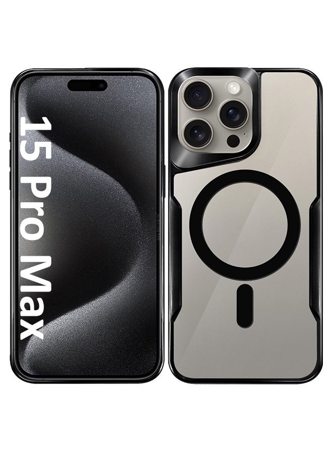 MARGOUN Magnetic Case Cover For Apple Iphone 15 Pro Max, Phone Case Slim Shockproof Cover New Design Electroplated Case Cover Black - Image 1