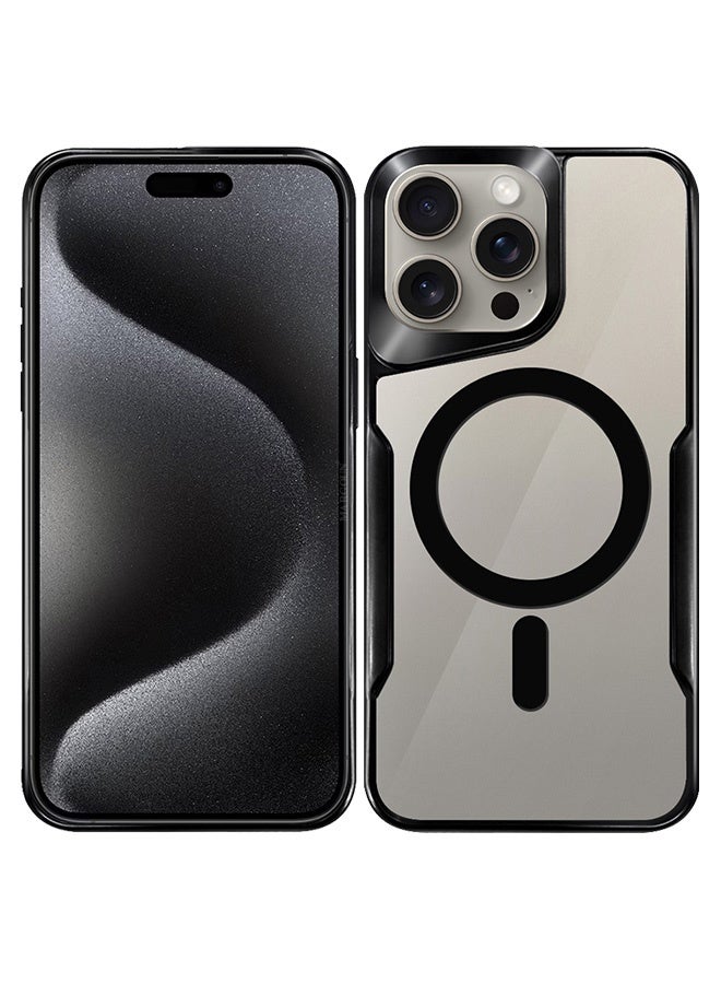 MARGOUN Magnetic Case Cover For Apple Iphone 15 Pro Max, Phone Case Slim Shockproof Cover New Design Electroplated Case Cover Black - Image 4