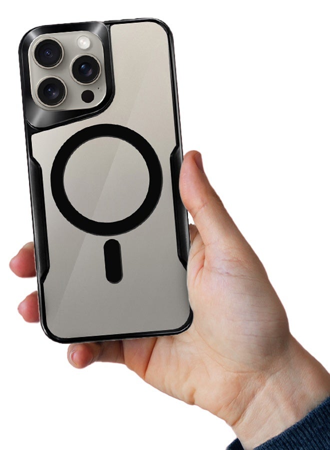 MARGOUN Magnetic Case Cover For Apple Iphone 15 Pro Max, Phone Case Slim Shockproof Cover New Design Electroplated Case Cover Black - Image 5