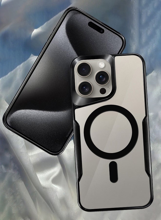 MARGOUN Magnetic Case Cover For Apple Iphone 15 Pro Max, Phone Case Slim Shockproof Cover New Design Electroplated Case Cover Black - Image 2