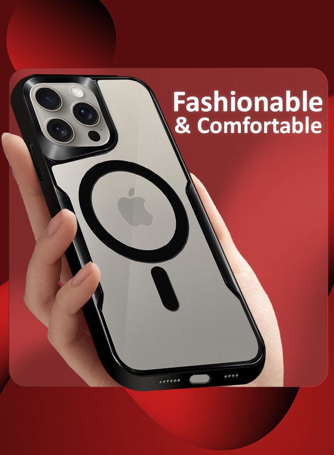 MARGOUN 2 Pack for iPhone 15 Pro Max Case and Screen Protector Magnetic Phone Case Slim Shockproof Cover New Design Electroplated Case Cover Black - Image 5