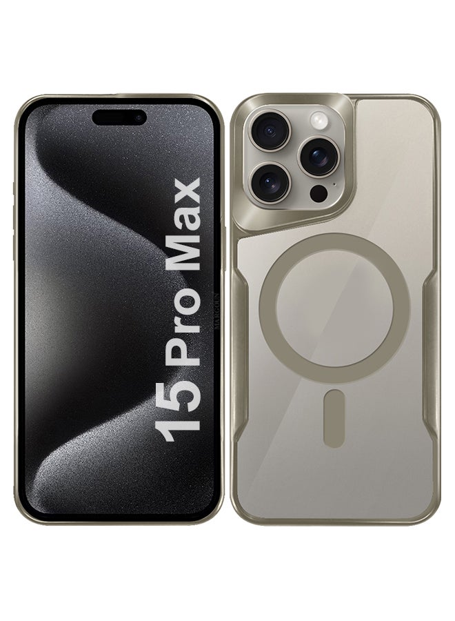 MARGOUN Electroplated Magnetic Case Cover for Apple iPhone 15 Pro Max Phone Case Slim Shockproof Cover New Design Case Cover - Titanium - Image 1