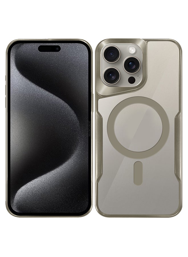 MARGOUN Electroplated Magnetic Case Cover for Apple iPhone 15 Pro Max Phone Case Slim Shockproof Cover New Design Case Cover - Titanium - Image 2