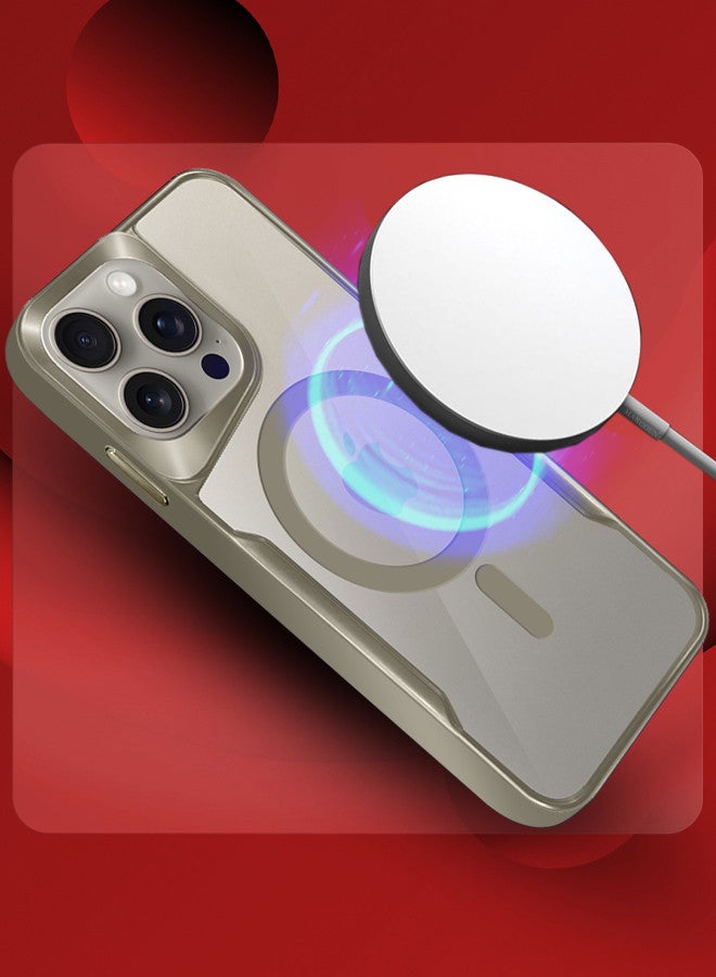 مارجون 3 Pack for iPhone 15 Pro Max Case and 2 Screen Protectors Magnetic Phone Case Slim Shockproof Cover New Design Electroplated Case Cover Titanium - Image 3