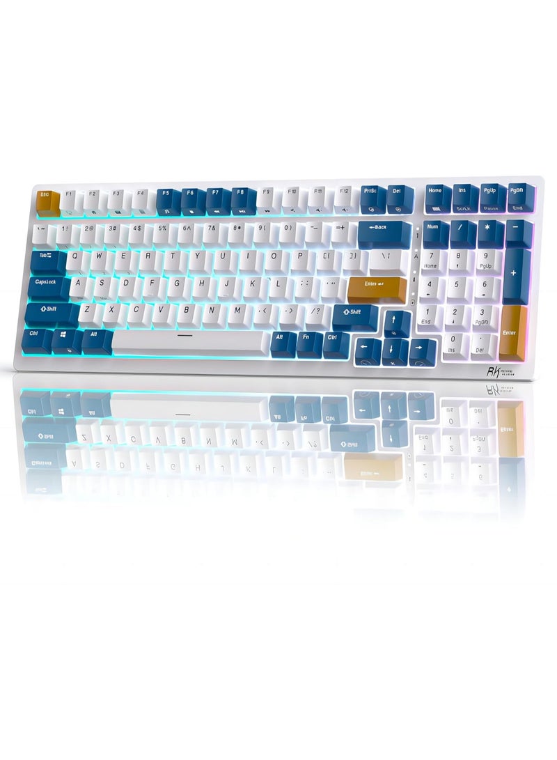 Royal Kludge - RK98 Tri - Mode 2.4G/BT5.1/USB-C 100 Keys Hot Swappable Brown Switches with Number Pad RGB Backlit 3750mAh Battery NKRO Gaming Keyboard Ergonomic Design Wireless Mechanical Keyboard - Image 1