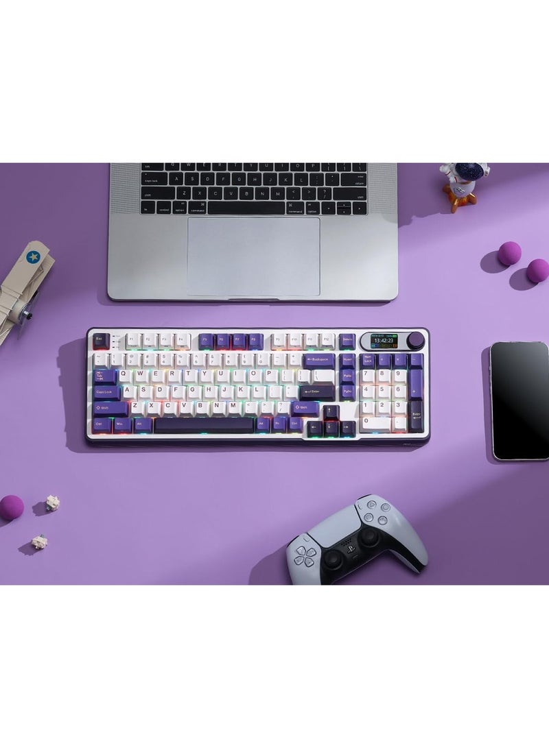 RKS98 Tri - Mode Wireless Mechanical Keyboard 2.4Ghz/BT/USB-C, Hot Swappable, Software Support with Smart Display and Knob Chartreuse Switch